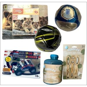 Bubble & Wands/Nat Geo Puzzle/Build N Go/Umbro Soccer & Metallic Gold/Blue Ball